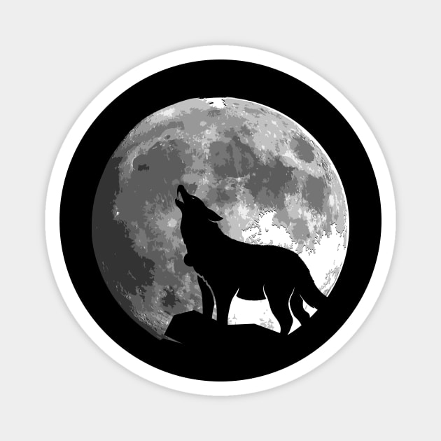 Wolf Silhouette on the moon gift for women and men Magnet by star trek fanart and more